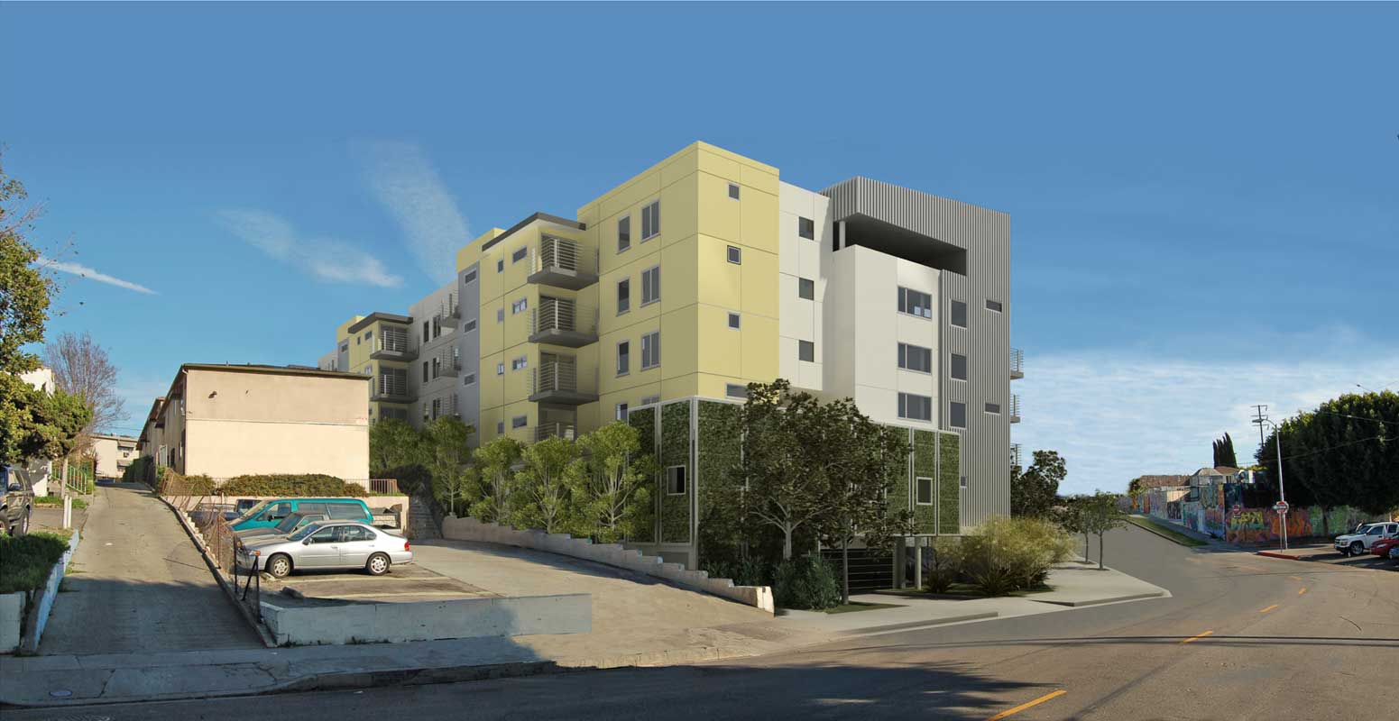 A rendering of the Glassell Park affordable housing complex. Image credit: Abode Communities