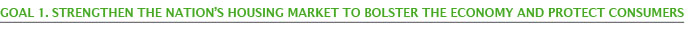 Goal 1. Strengthen the Nation’s Housing Market to Bolster the Economy and Protect Consumers
