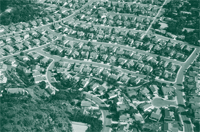An aerial view of a residential subdivision.