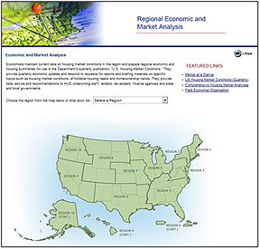 A picture of HUD USER’s Regional Economic and Market Analysis page.