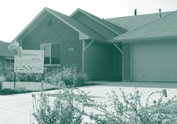 A picture of the affordable green homes in Nevada Court in Denton, Texas.
