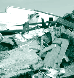 A picture of the devastation after Hurricane Ike passed through Sabine Pass, Texas.