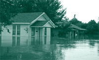 A picture of a flooded home that can be rehabbed safely for future use.