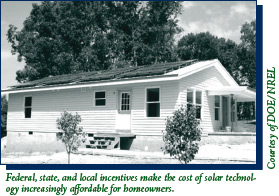 A home with half of its roof area supporting solar panels.