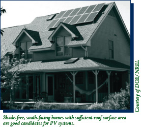 A shade-free home with a PV system installed on the roof.