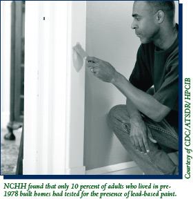 An occupant of a home checking for the presence of lead-based paint.