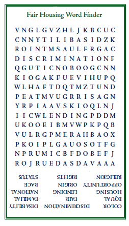 Fair Housing Word Finder. Fair Housing Word Finder.