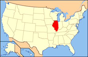 A United States map highlighting the state of Illinois.