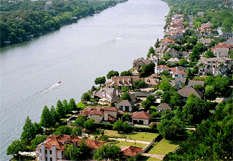 Houses located along a river.