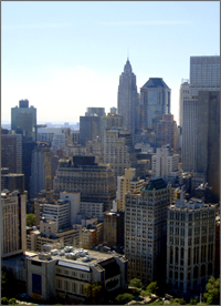 A view of buildings in New York City, New York. 