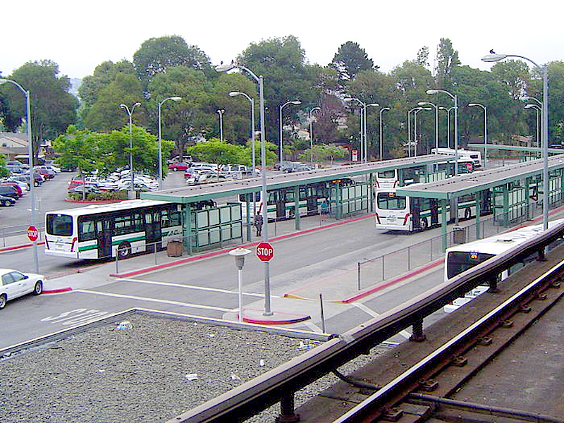 A photo of a transit stop in the Bay Area region.