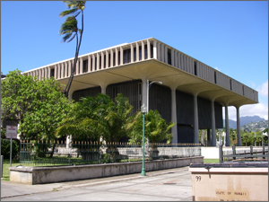 A view of the Hawaii State Capitol Building.