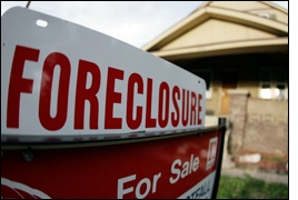 A picture of a foreclosure sign.