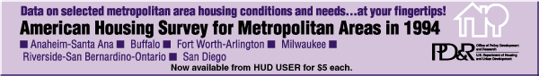 American Housing Survey for Metropolitan Areas, 1994