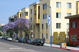 Street view of Lillian Place development in San Diego, California.