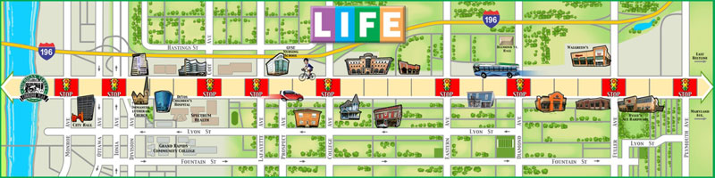 The Planning Department used the “Quality of LIFE meeting-in-a-box” game to creatively engage the community in the planning of the Michigan Street Corridor.