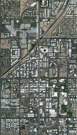 The Scottsdale Road corridor includes a dense mix of land uses that the study suggests helps to reduce traffic congestion.